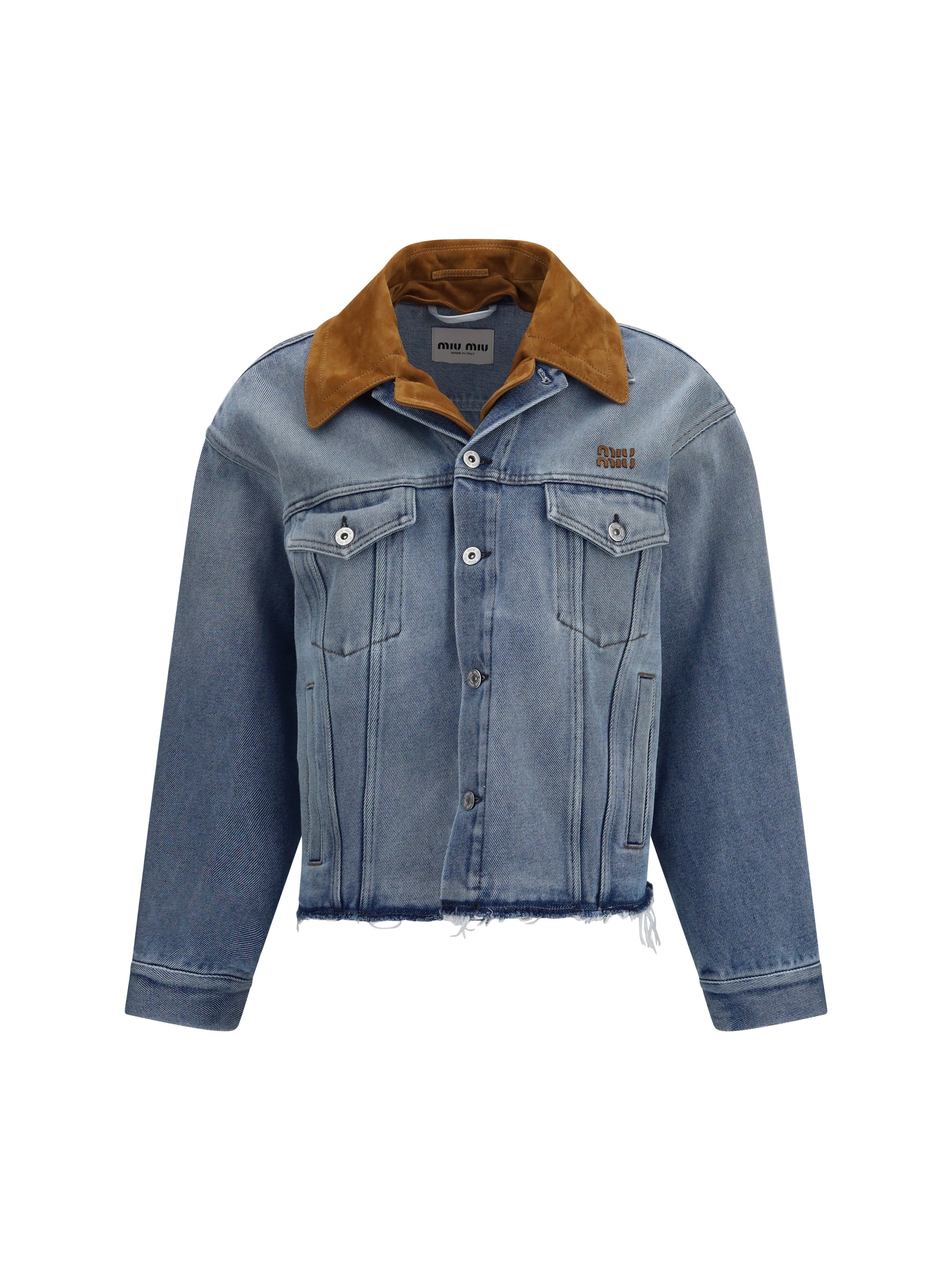 MIU MIU 38 washed denim and suede jacket
