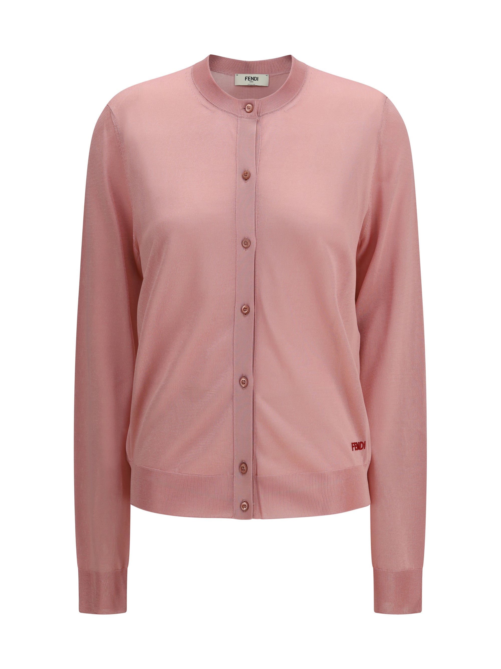 FENDI 42 cardigan crewneck in viscose with embroidered logo