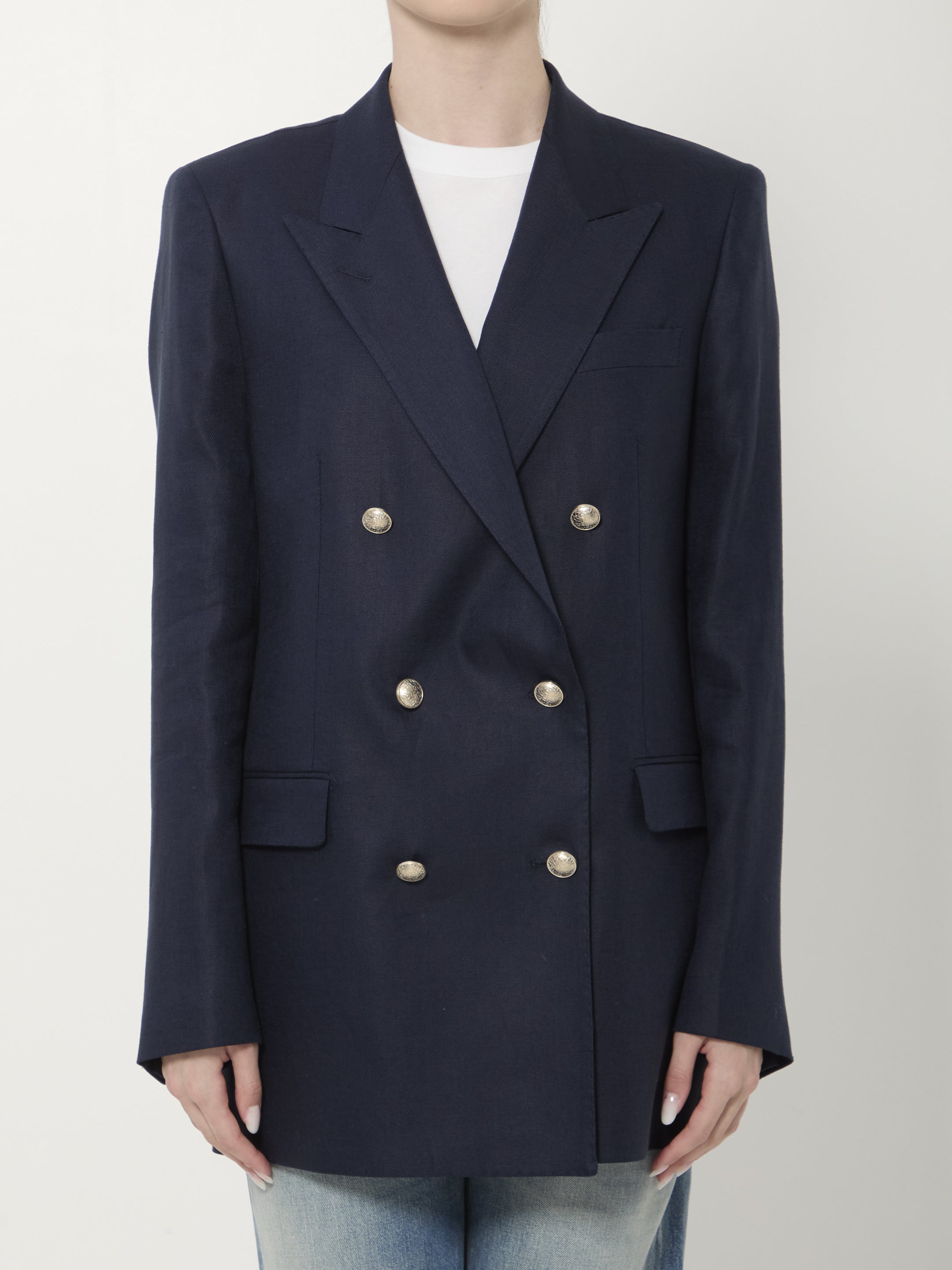TAGLIATORE 40 double-breasted linen jacket