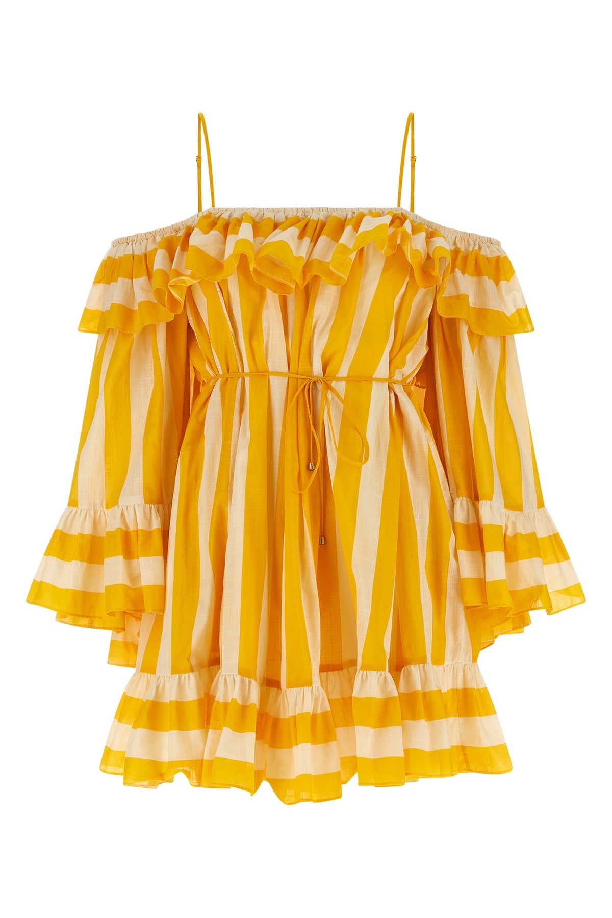 ZIMMERMANN 0 daylight striped cotton curled dress