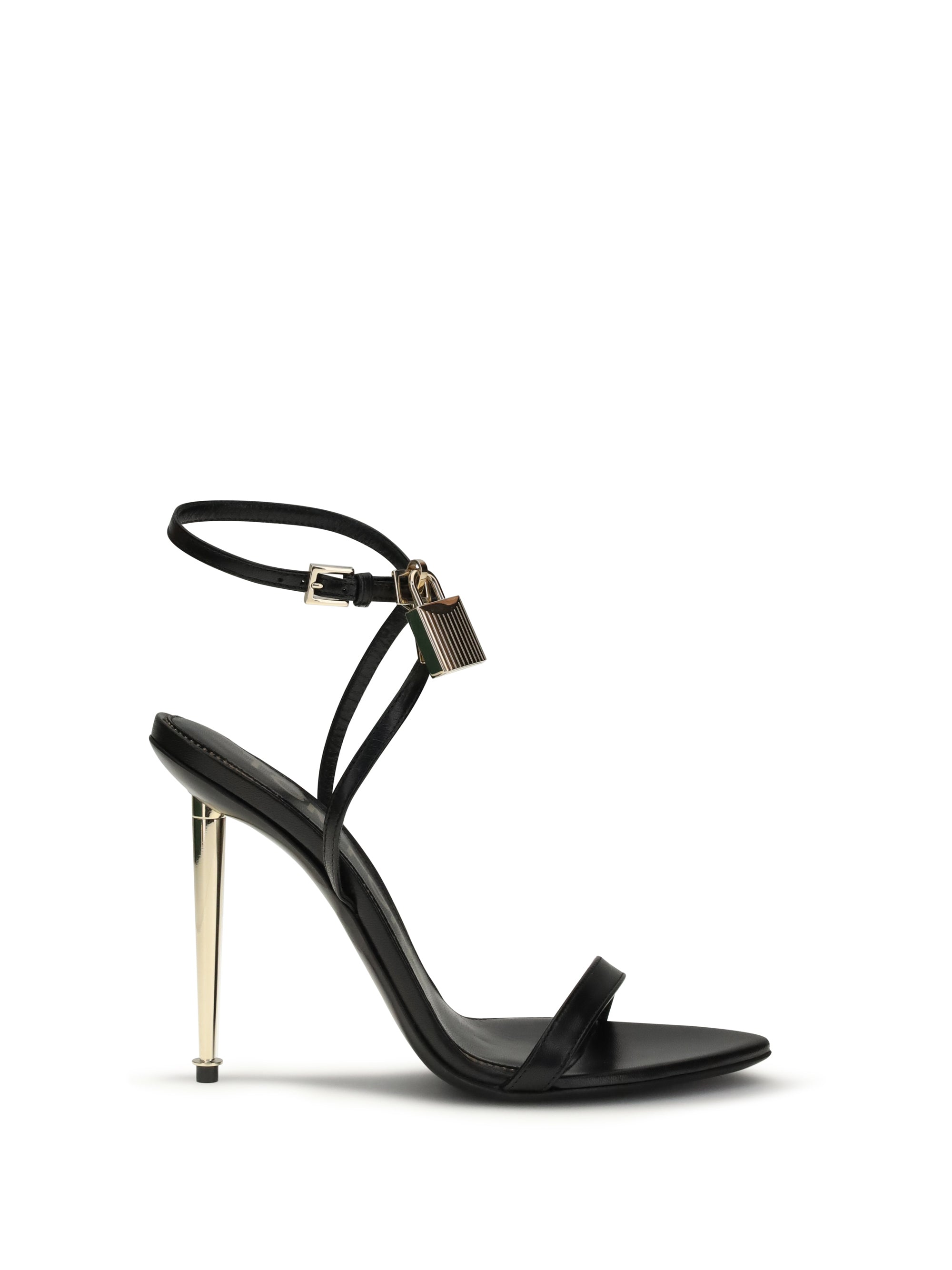 TOM FORD 36.5 padlock pointy naked heeled sandals 