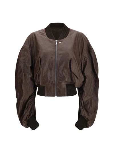 cropped leather bomber jacket