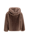 hooded jacket in eco-fur