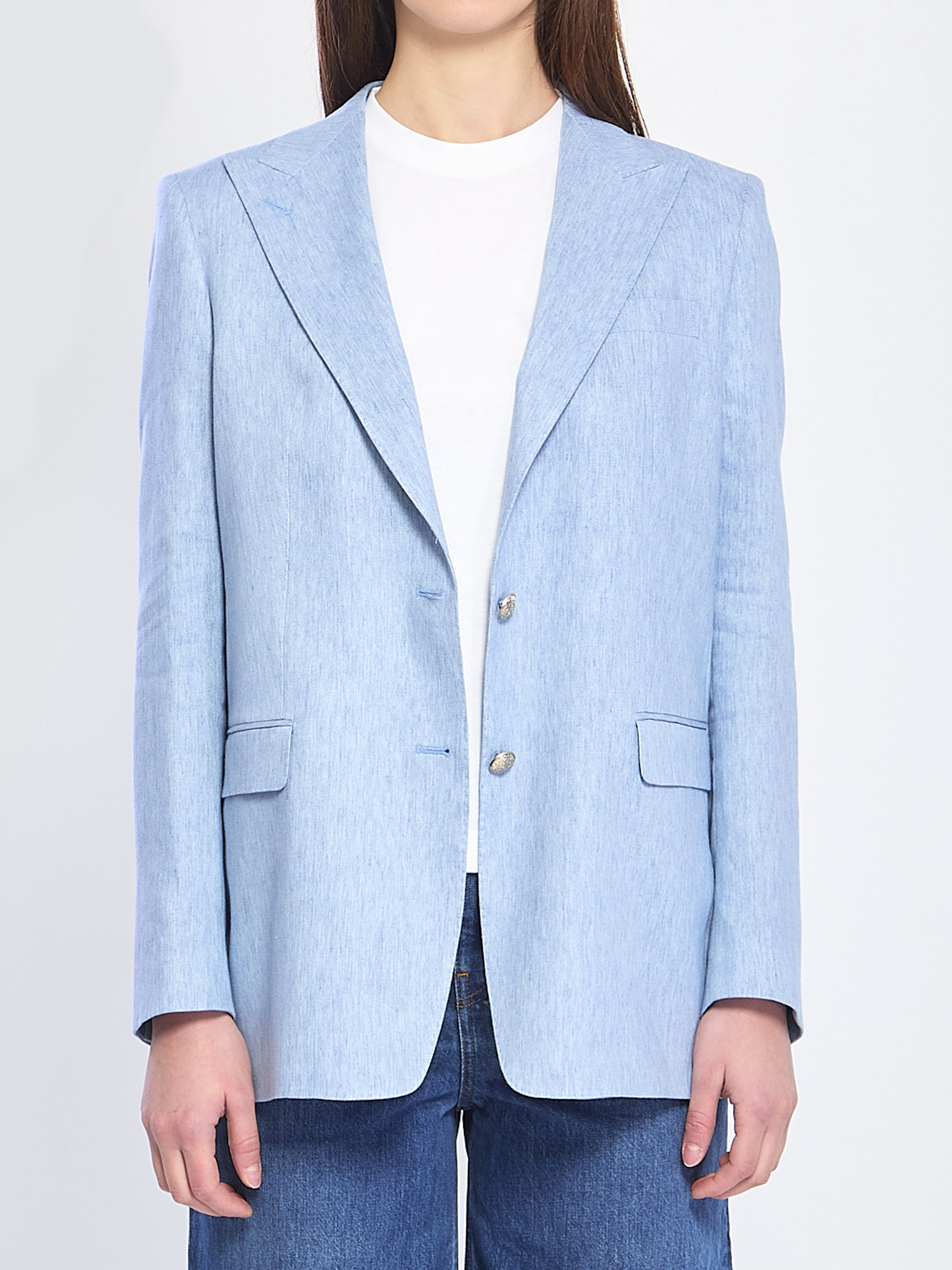 TAGLIATORE 40 single-breasted stretch linen and cotton jacket