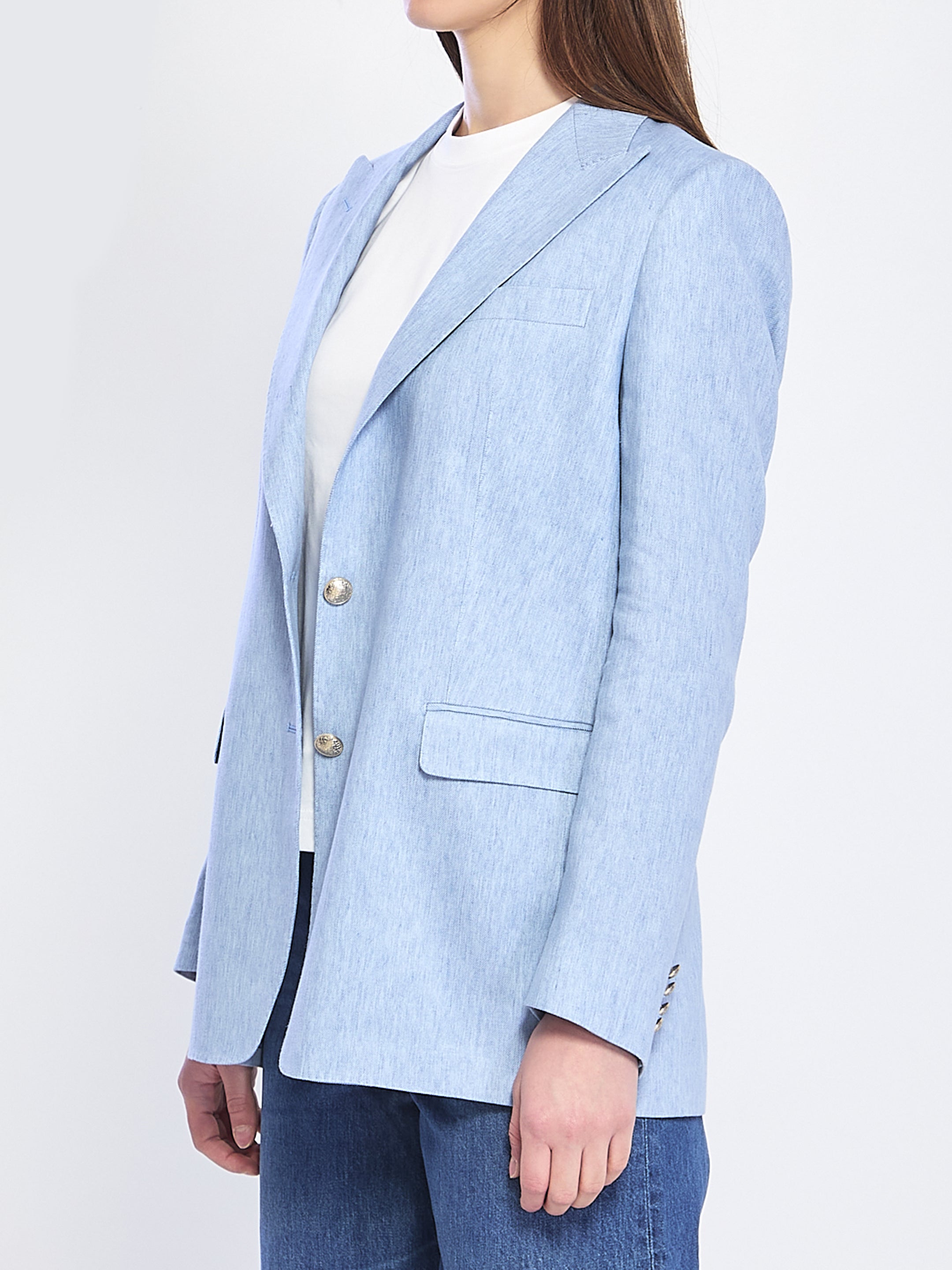 TAGLIATORE 40 single-breasted stretch linen and cotton jacket