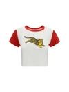 jumping tiger cropped cotton t-shirt