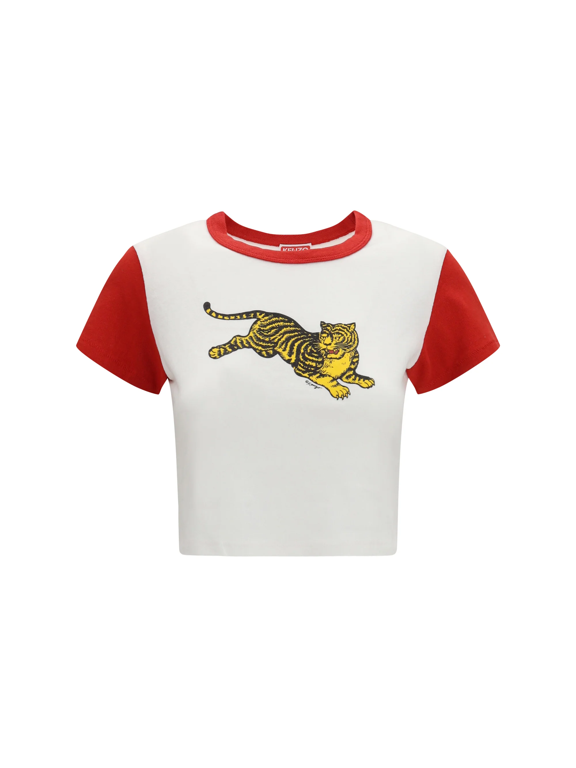 jumping tiger cropped cotton t-shirt
