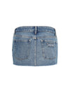 frayed hem denim mini skirt