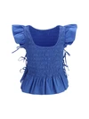 ruched cotton top with side bows