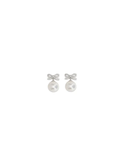 crystal bow earrings with pearl
