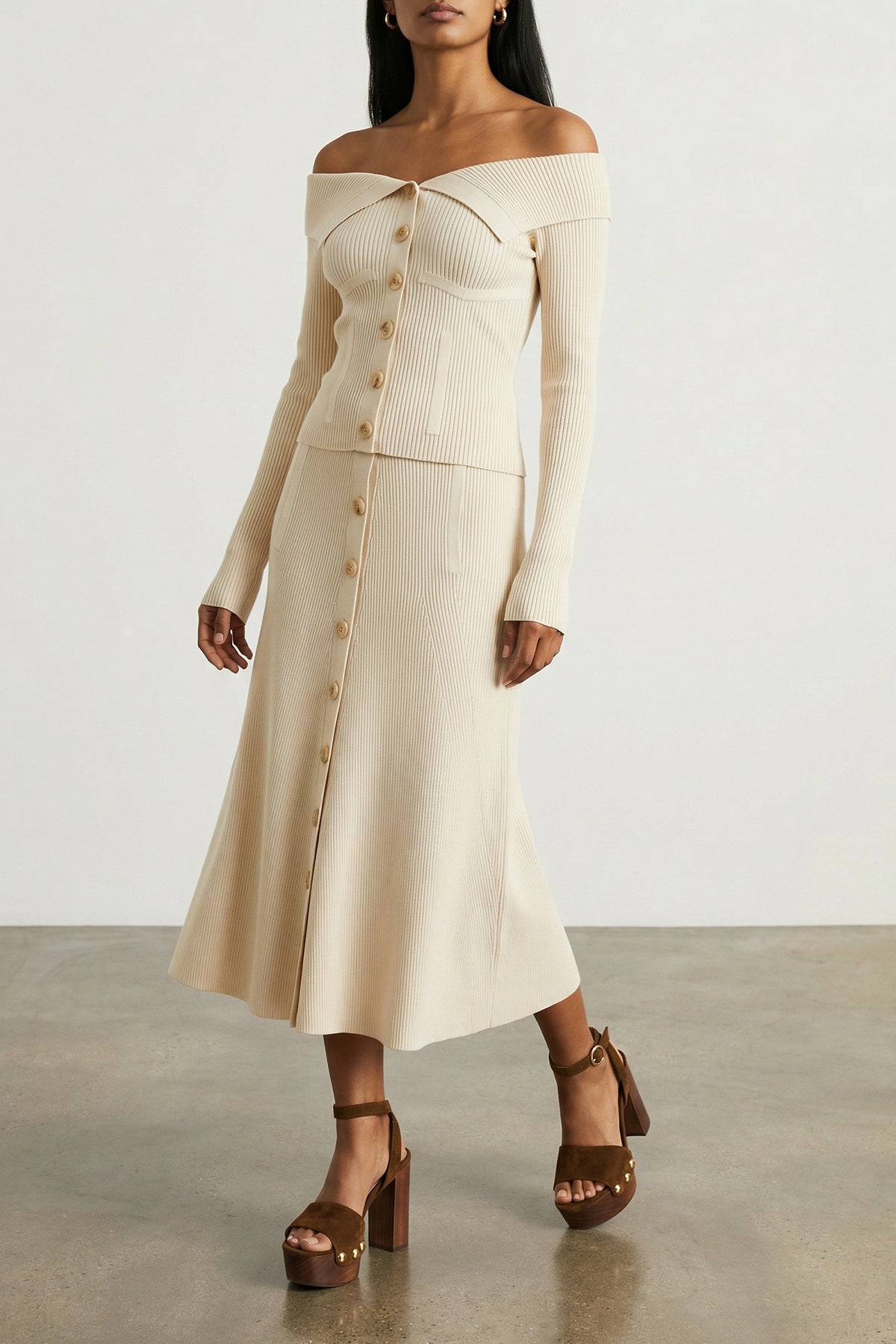ZIMMERMANN 0 rebellion ribbed stretch viscose midi skirt