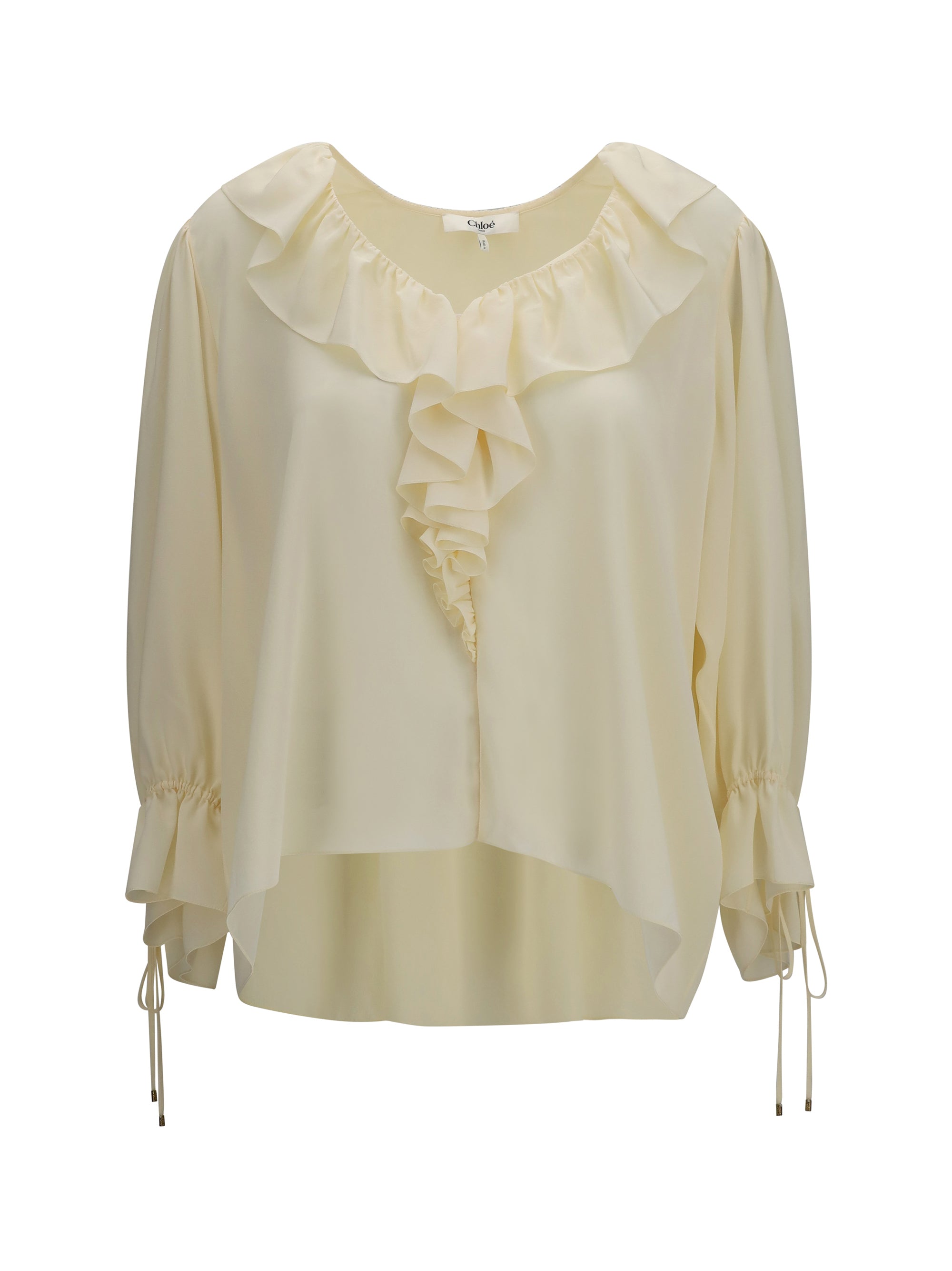CHLOÉ 38 ruffled v-neck shirt