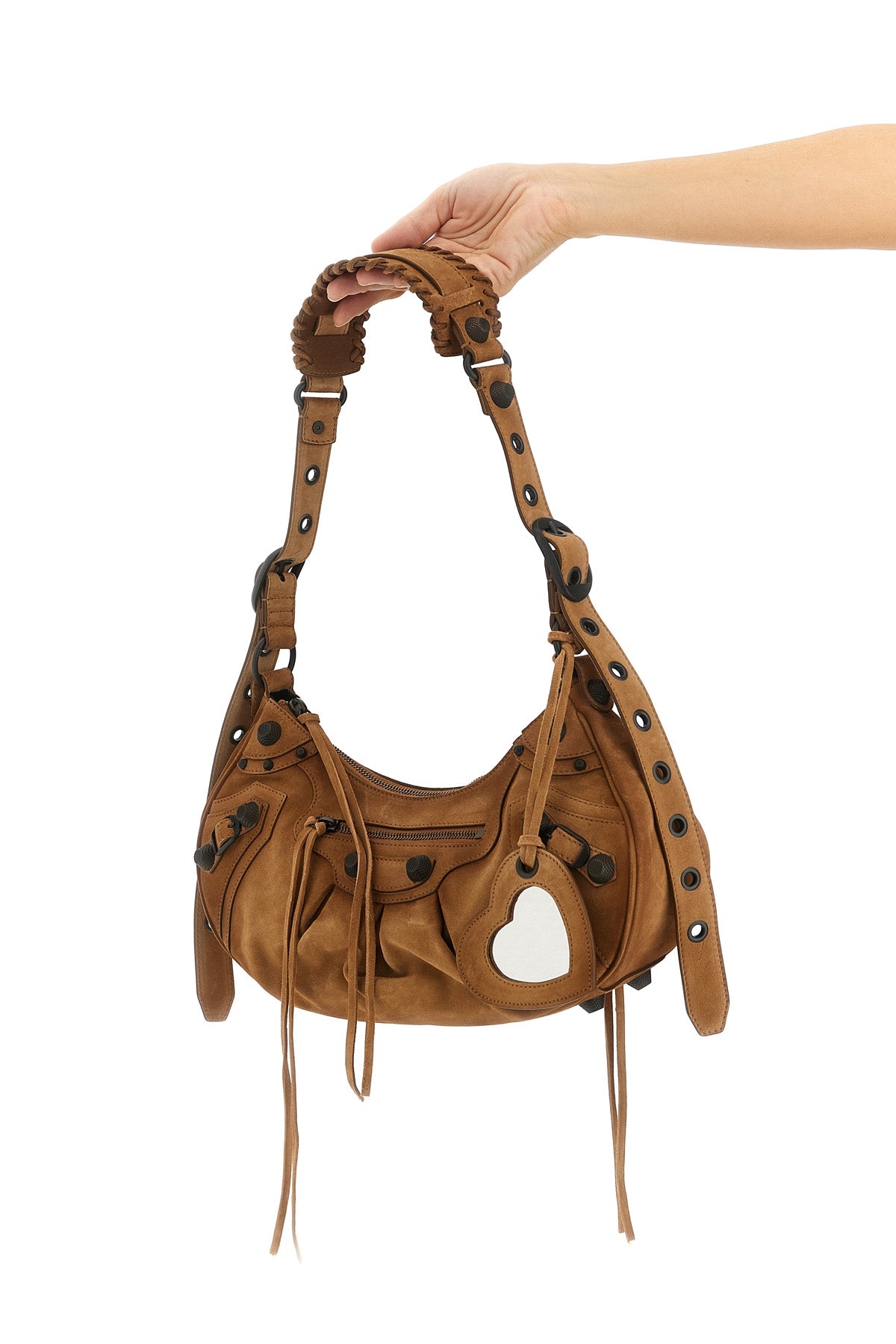 BALENCIAGA OS le cagole s crescent-effect suede shoulder bag