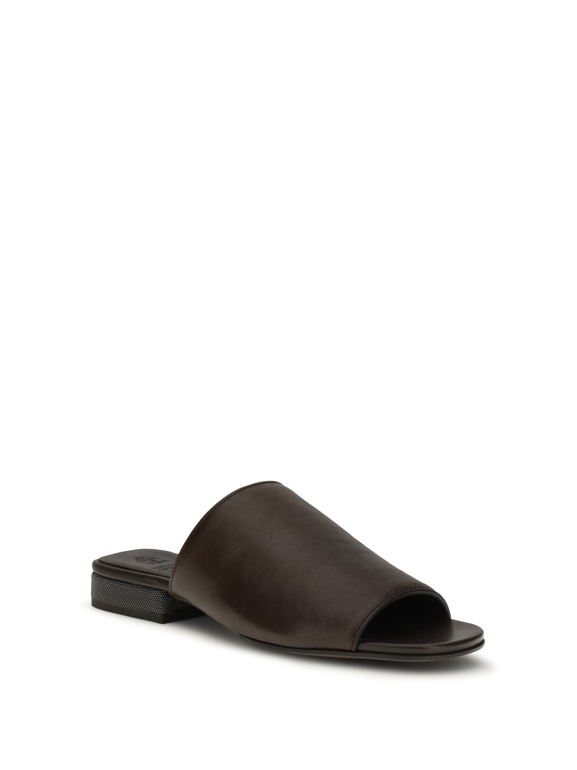 BRUNELLO CUCINELLI 37 riding calfskin sandals with monili