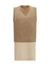 double-layer wool knit vest
