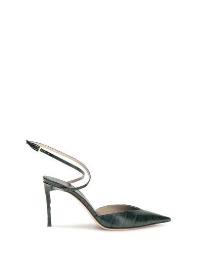 crocodile-print leather pumps