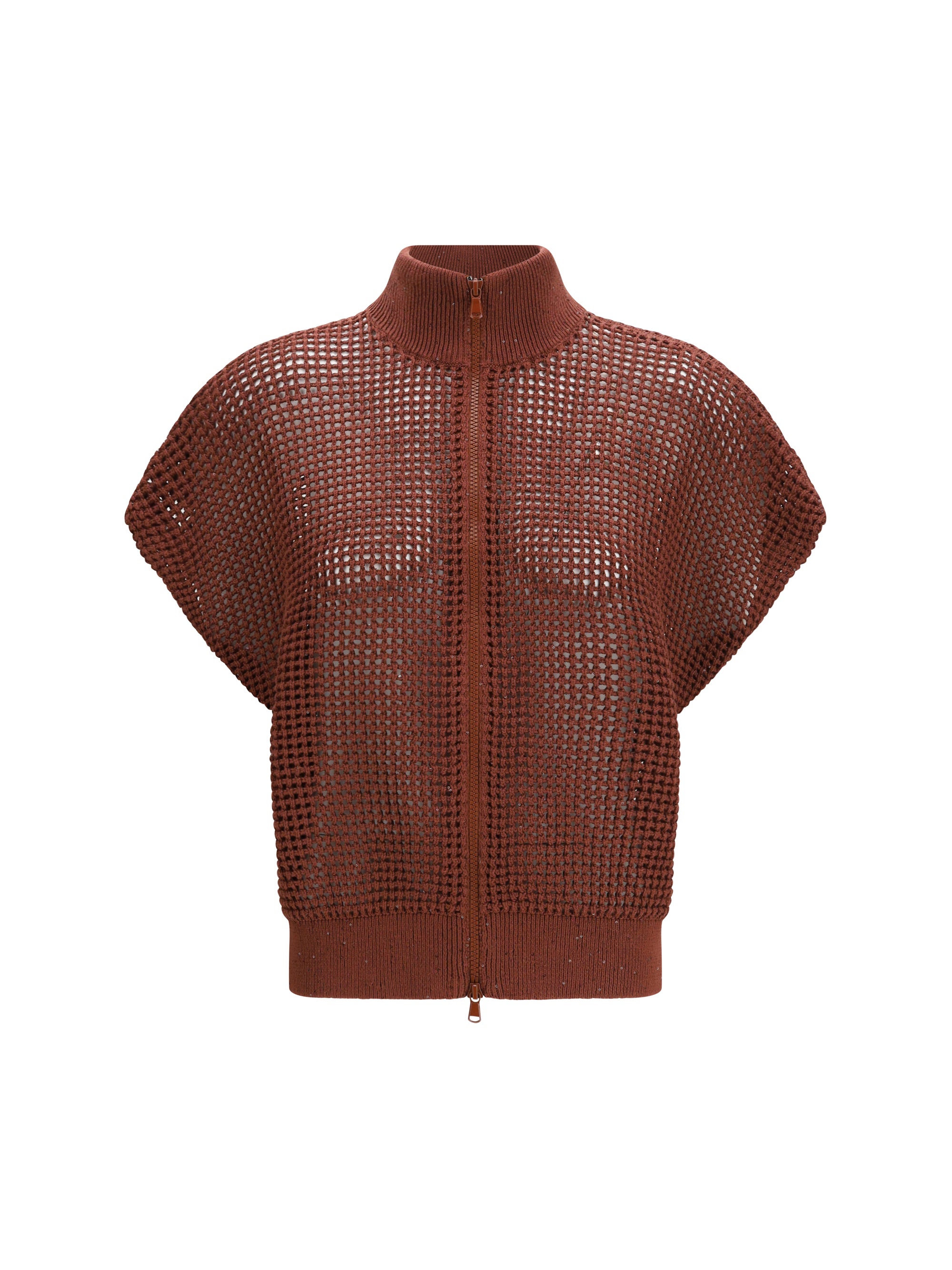 BRUNELLO CUCINELLI S cotton mesh cardigan with dazzling details