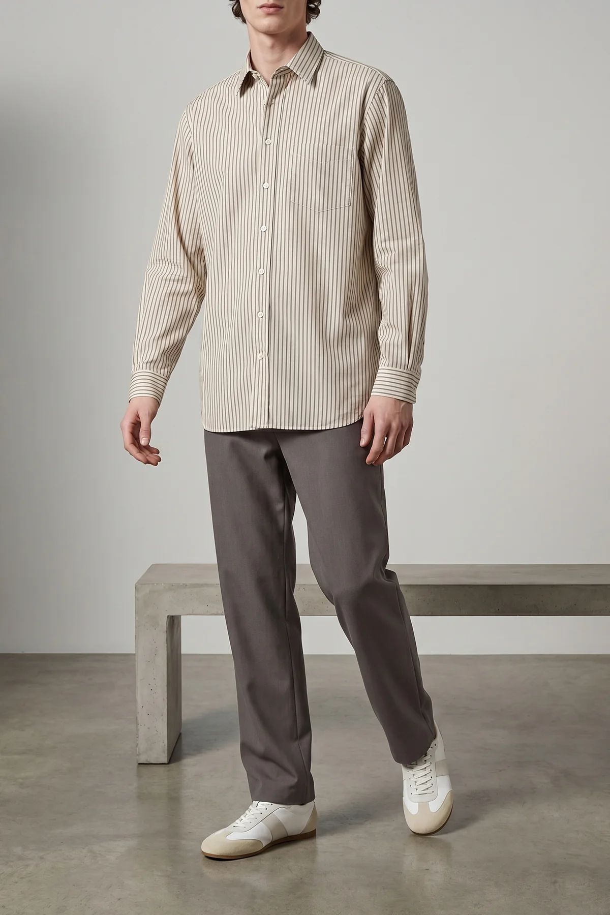 THE ROW L kardiff striped cotton poplin shirt