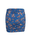 draped floral-print swim mini skirt