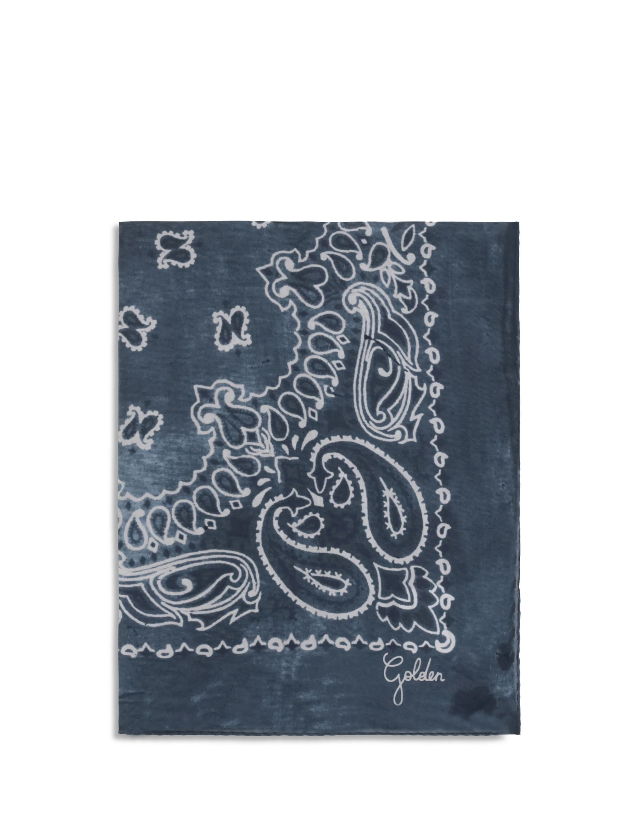 GOLDEN GOOSE OS golden paisley printed silk scarf