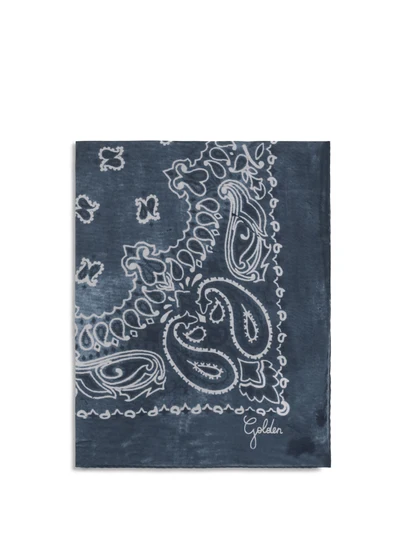 golden paisley printed silk scarf