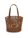woven leather bucket bag