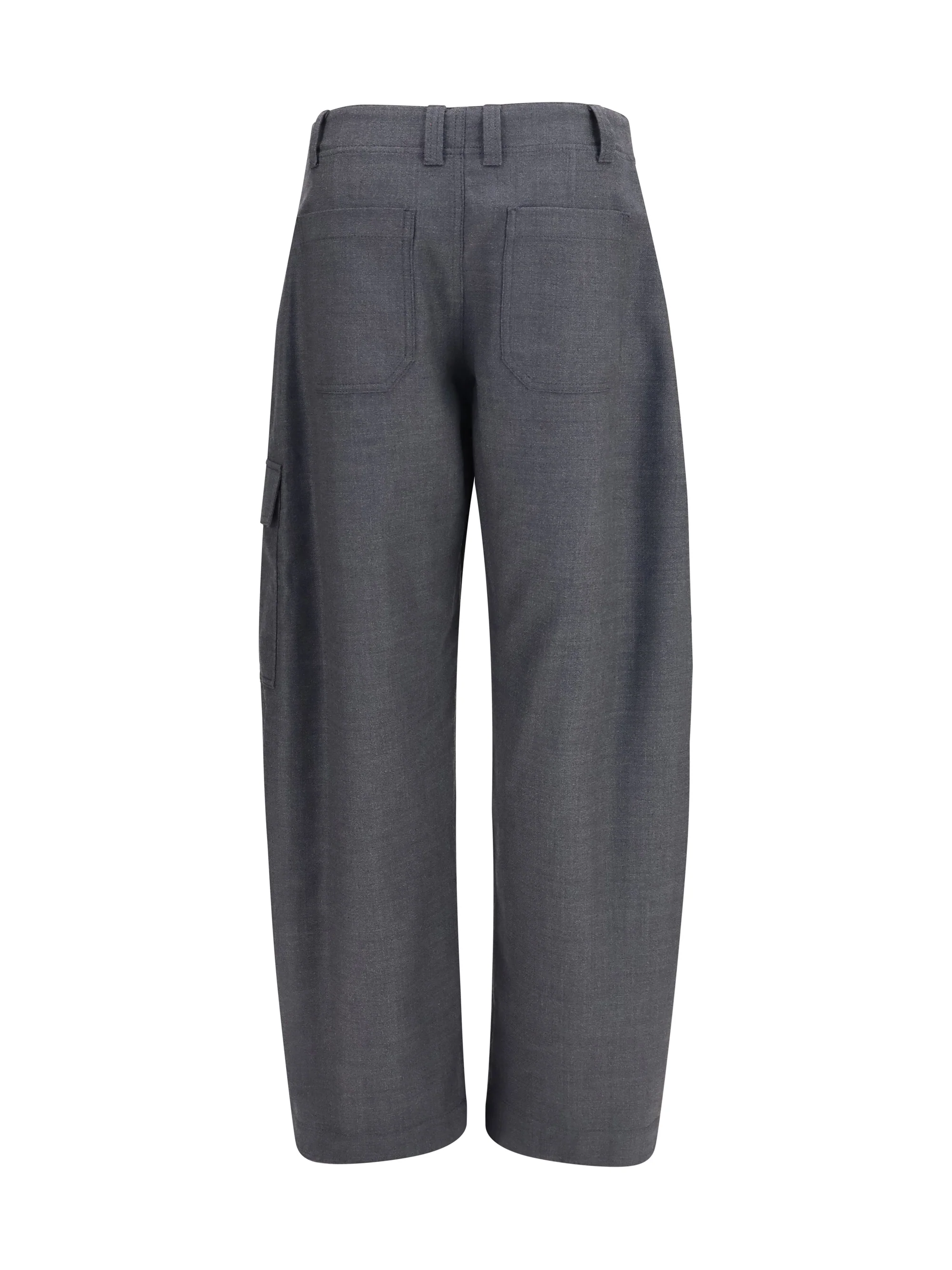 BRUNELLO CUCINELLI 38 barrel cargo pants in virgin wool twill with monile