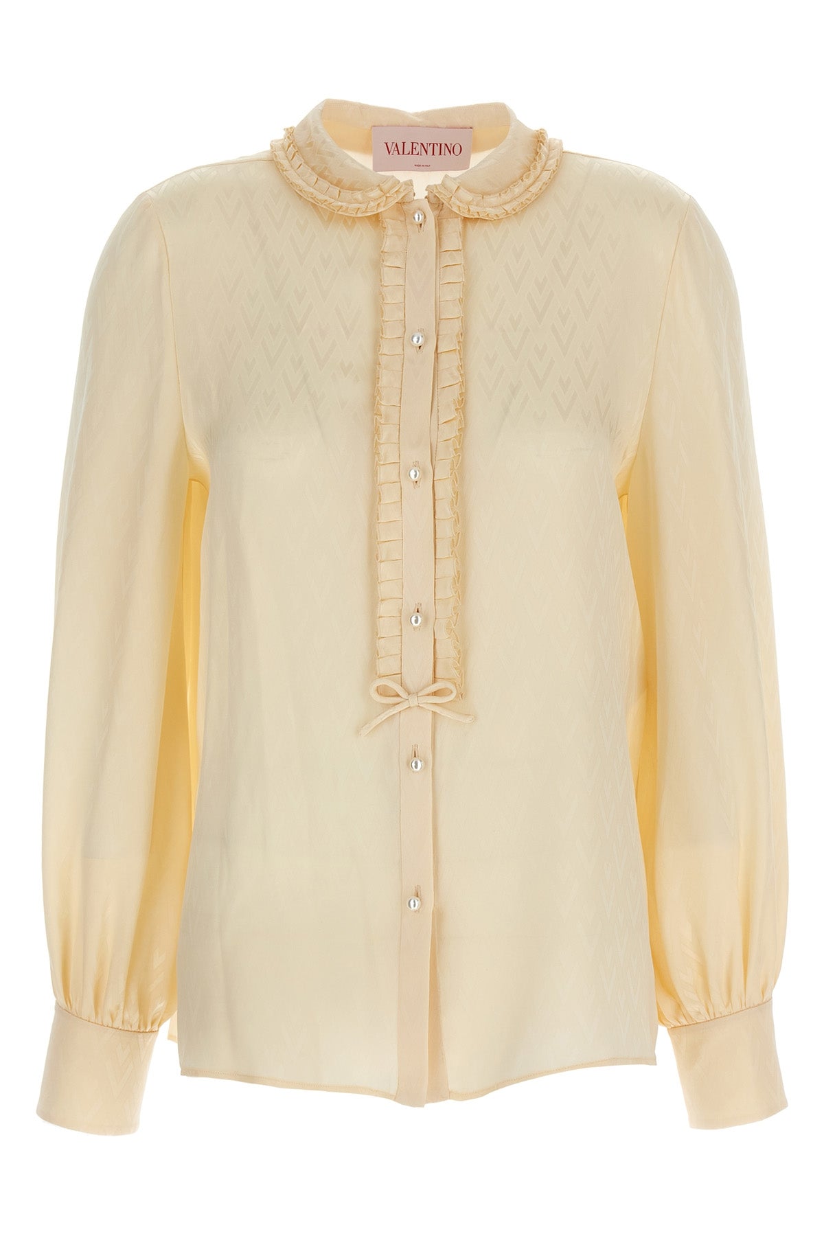 VALENTINO GARAVANI 44 all-over toute la v jacquard silk shirt