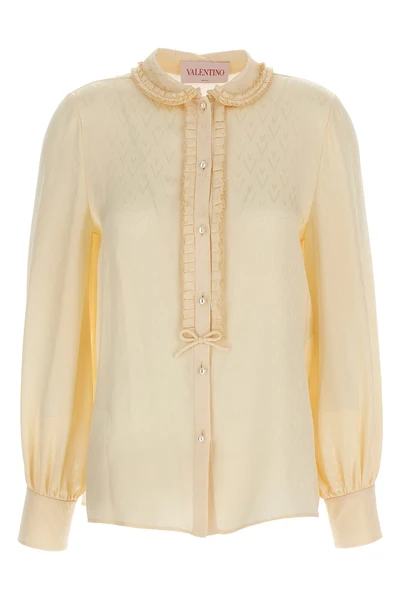 all-over toute la v jacquard silk shirt