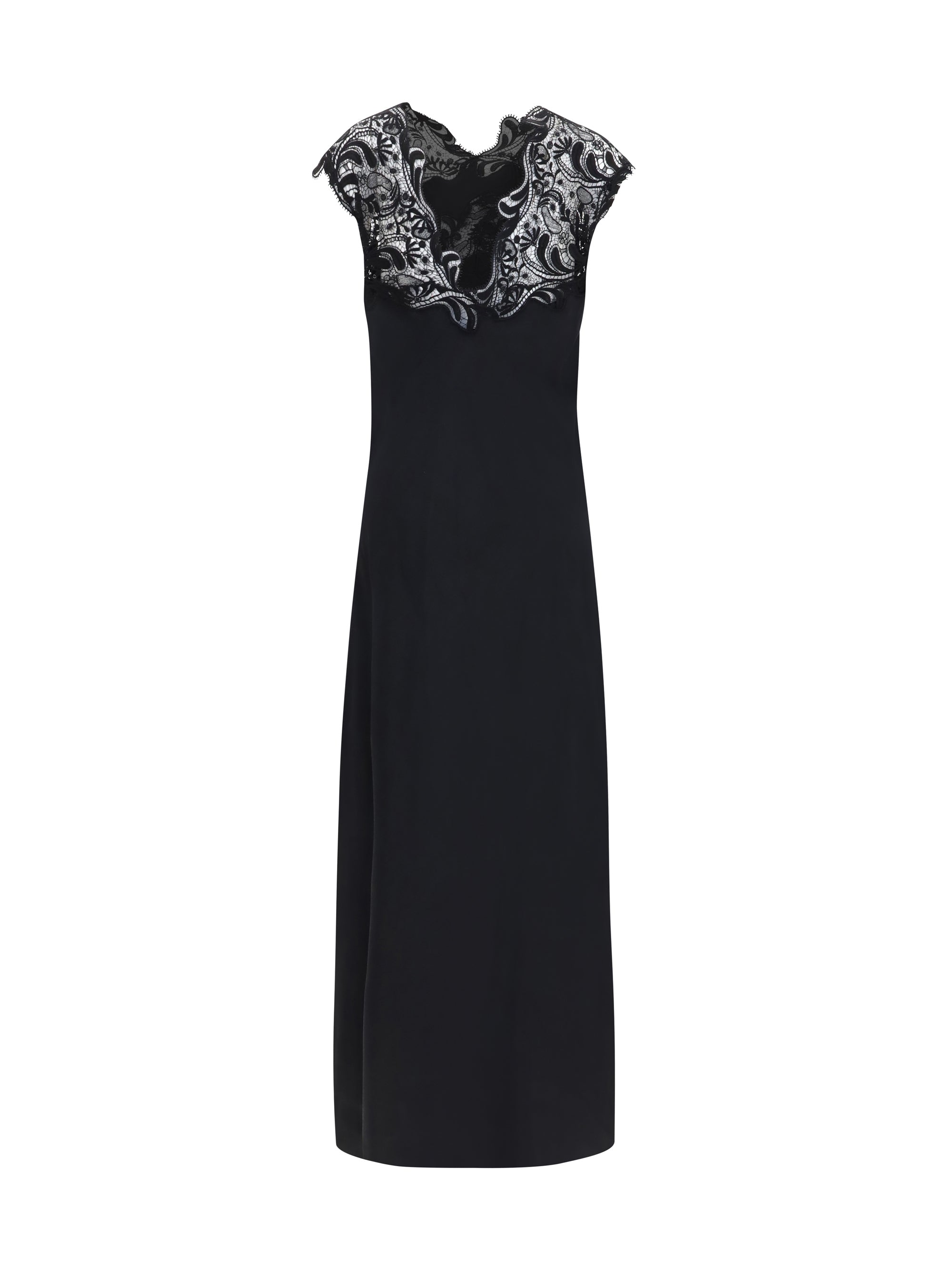 FERRAGAMO 42 silk dress with lace 