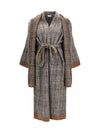 prince of wales double-knit mohair and wool coat with scarf