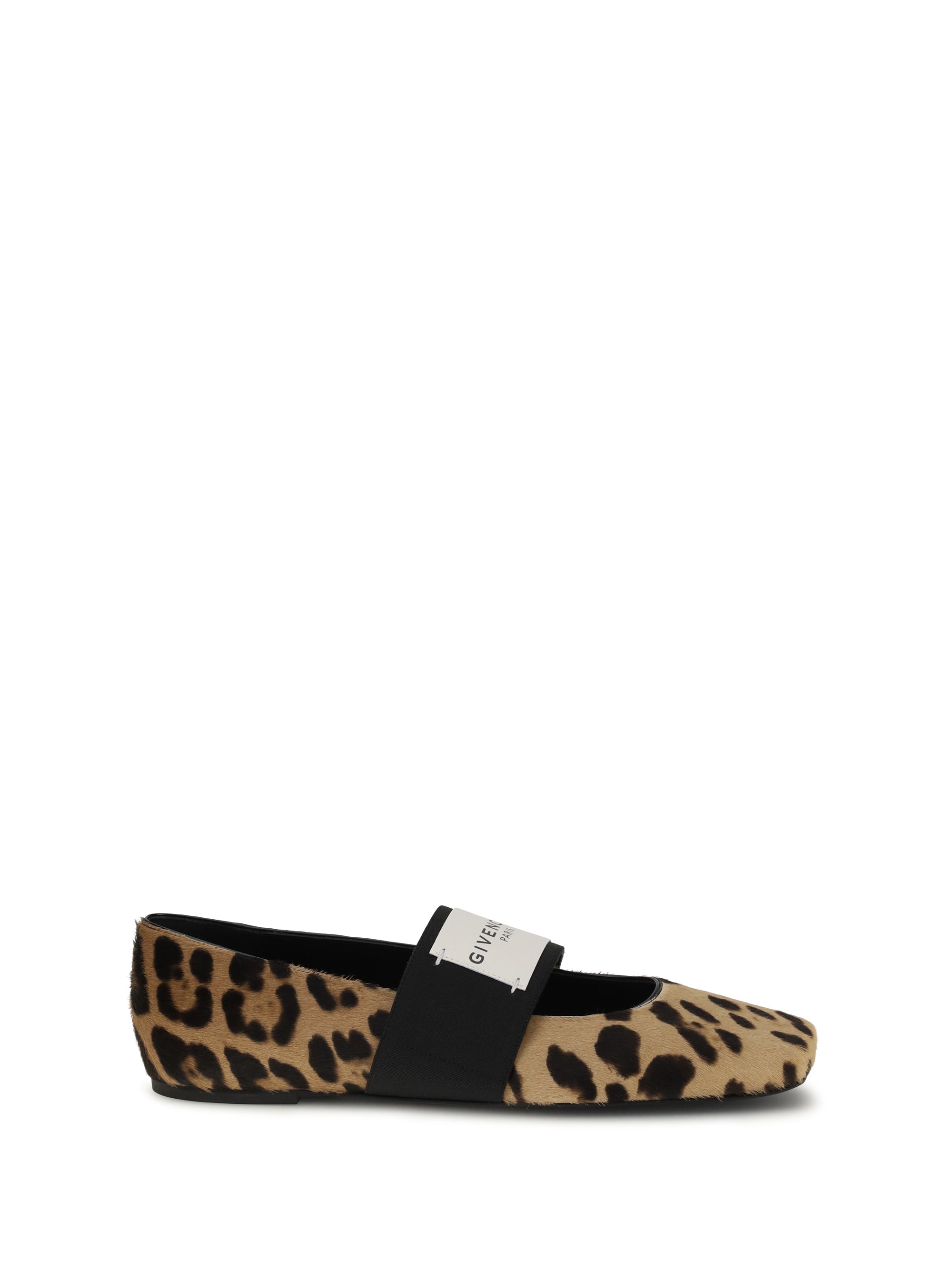 GIVENCHY 36 leopard print sliced square ballerinas