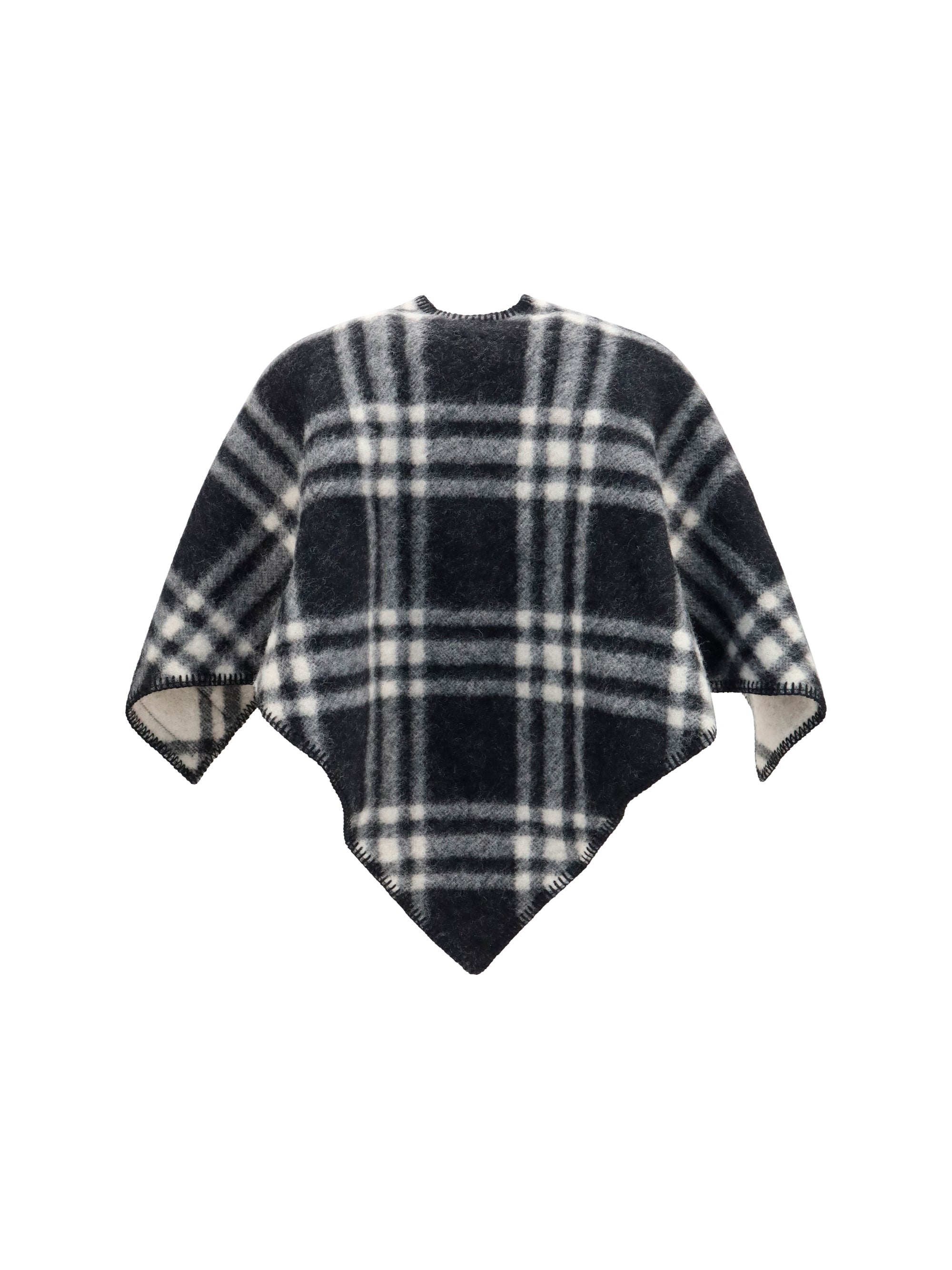 BURBERRY OS short wool check poncho