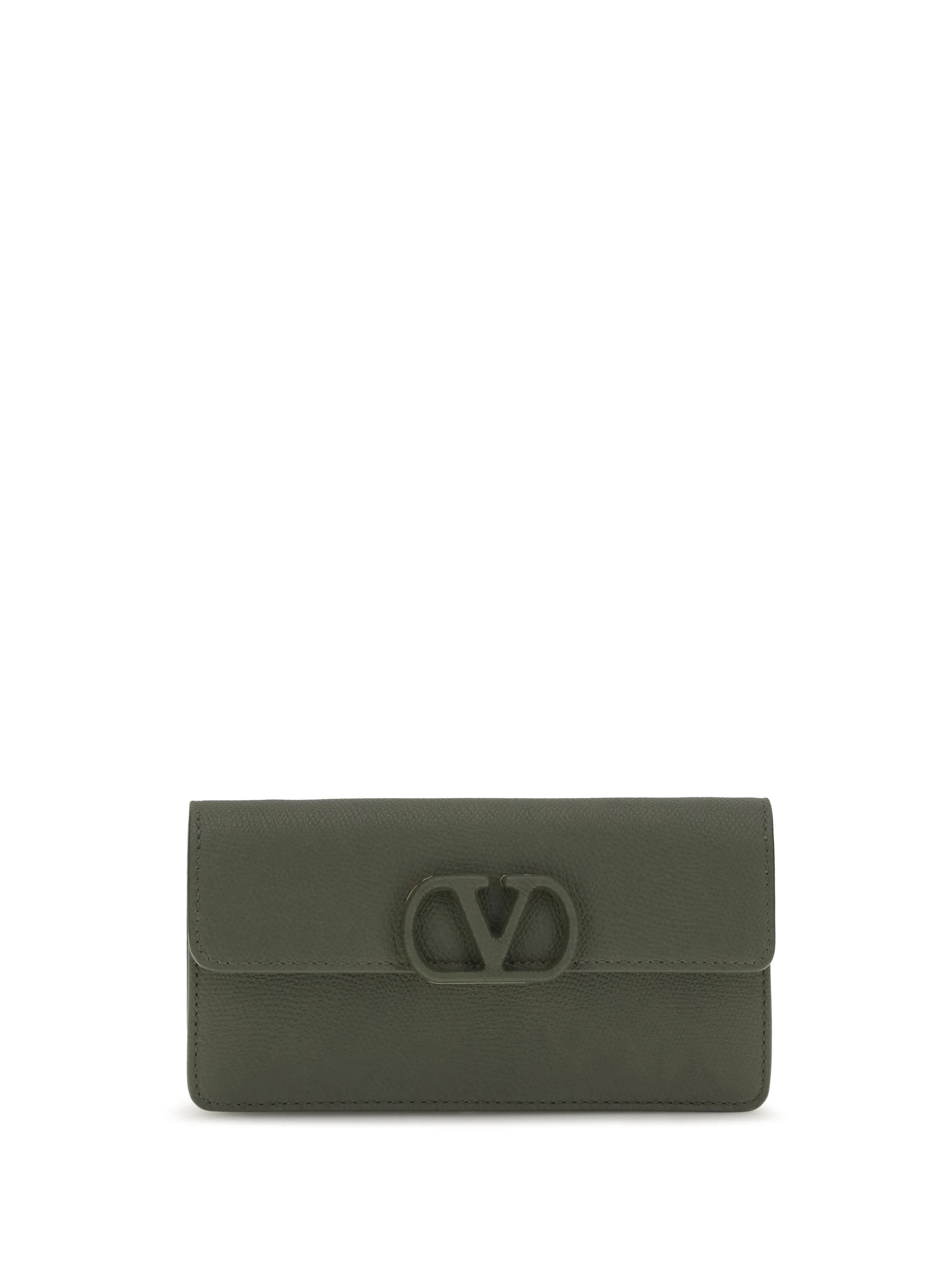 VALENTINO GARAVANI OS vlogo signature grainy calfskin chain wallet