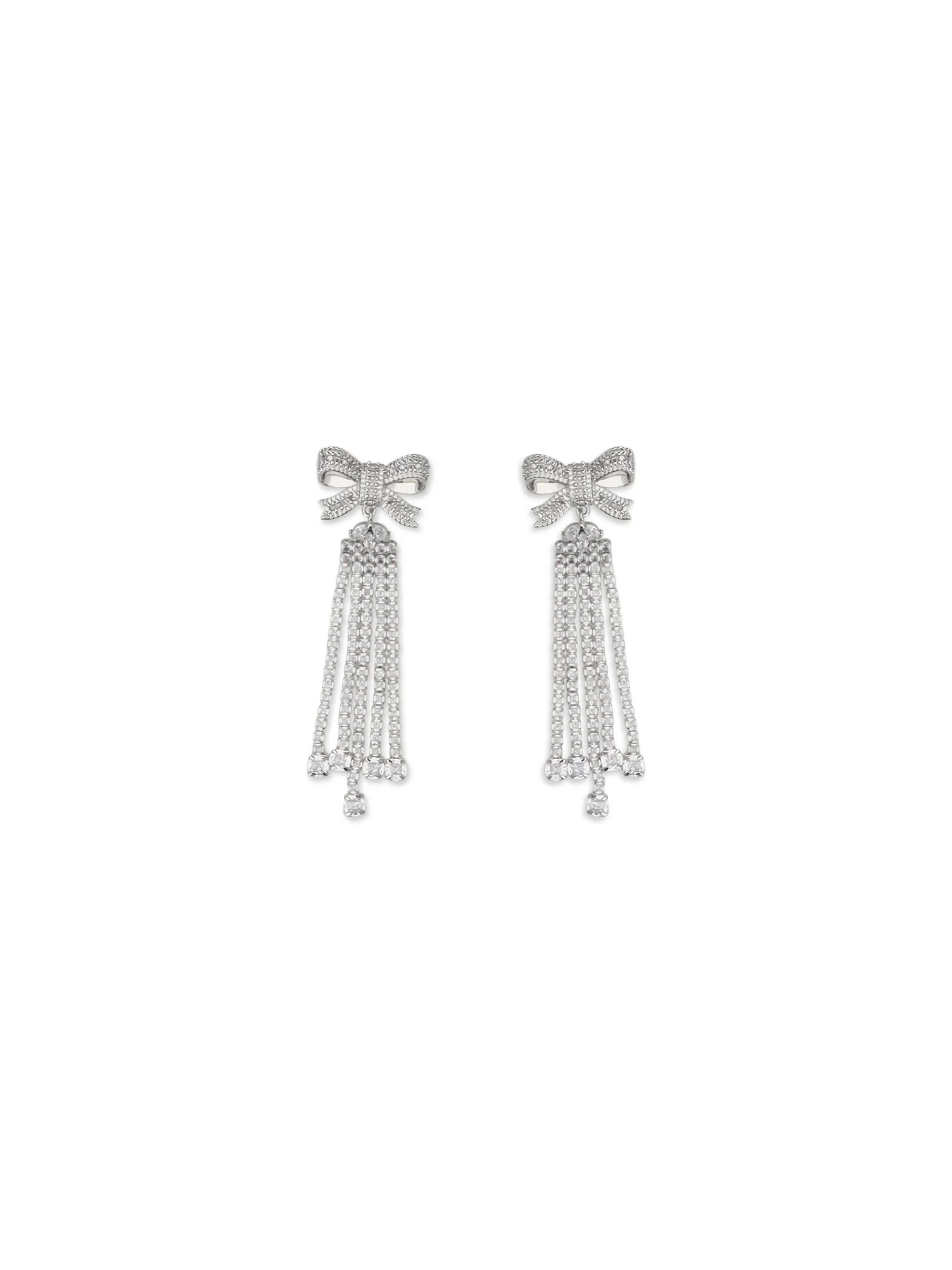 crystal bow drop earrings