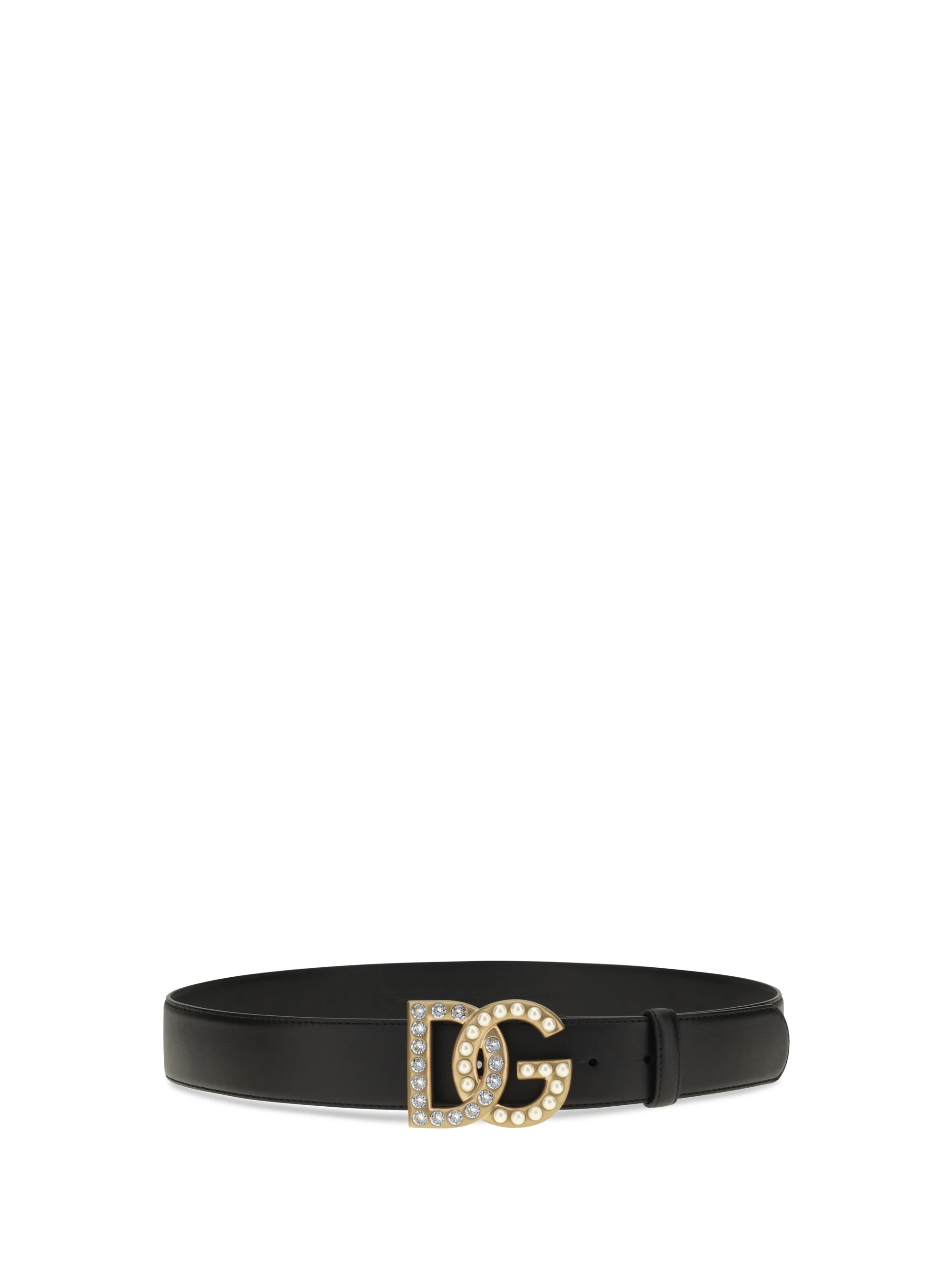 DOLCE amp; GABBANA 95 leather belt with crystal dg logo
