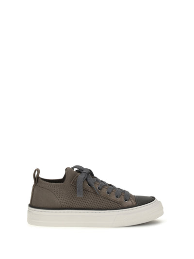 cotton knit and suede sneakers