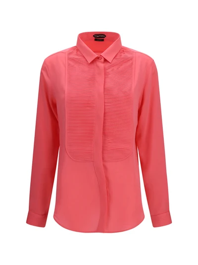tuxedo shirt in silk with pleated bib