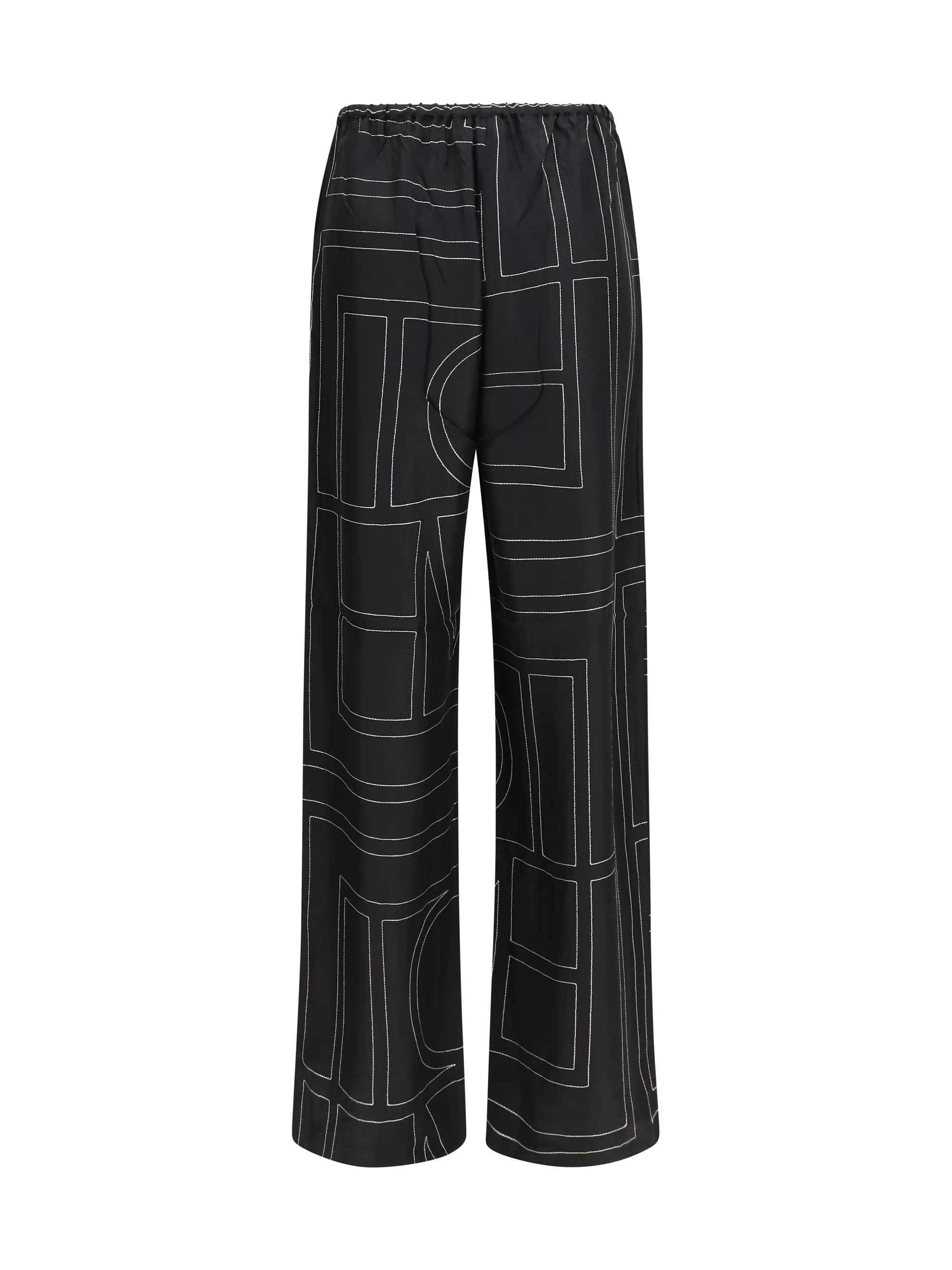 silk monogram pants