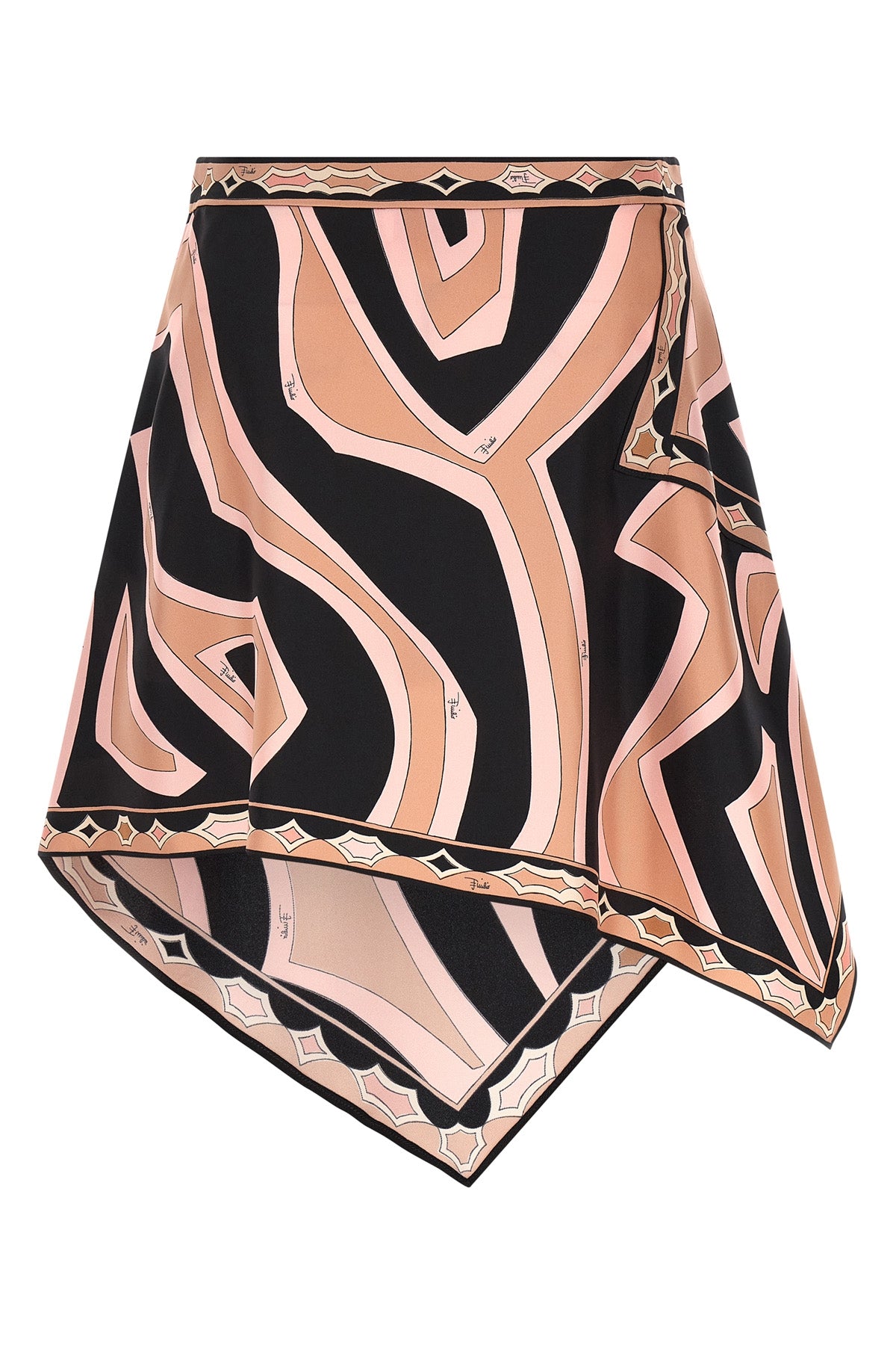 mini skirt in labirinto print silk twill