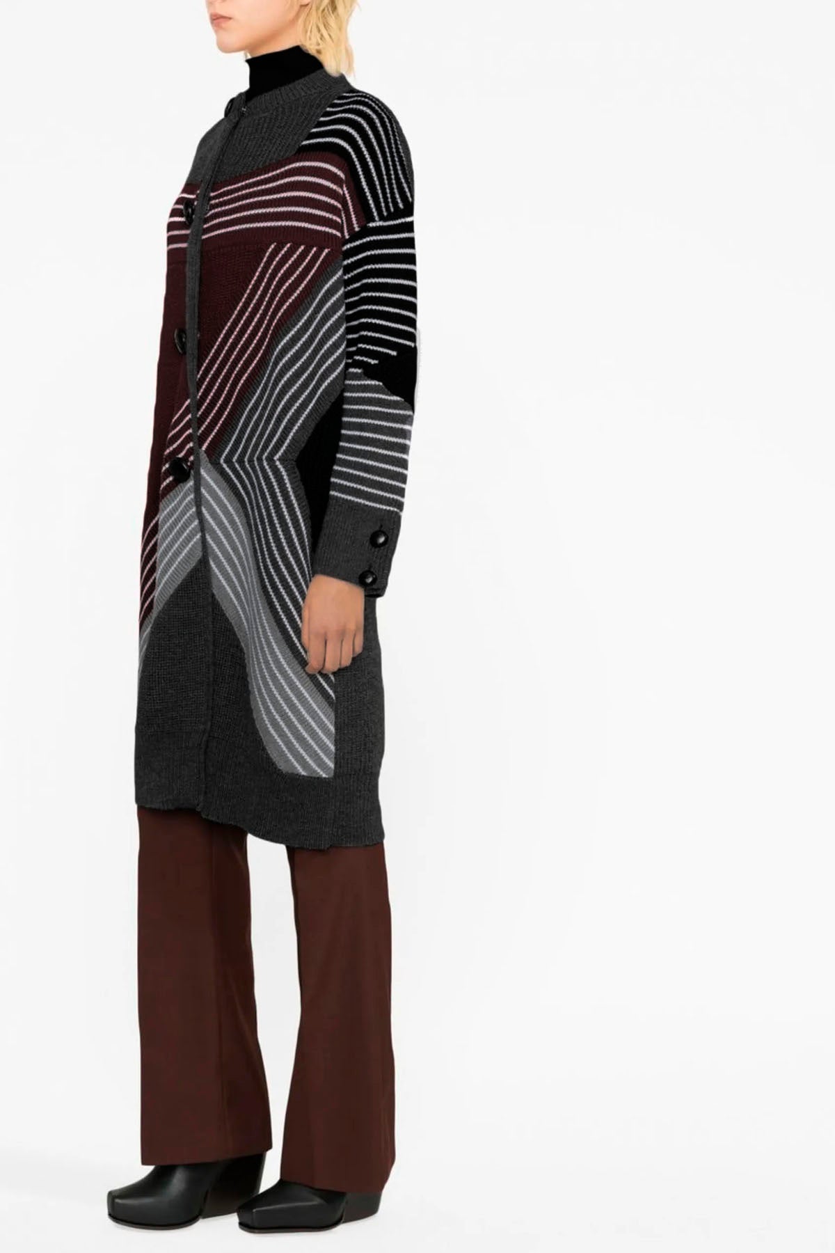 STELLA MCCARTNEY 34 multicolored striped wool knit stella by stella coat
