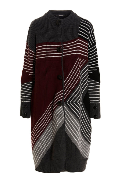 multicolored striped wool knit stella by stella coat