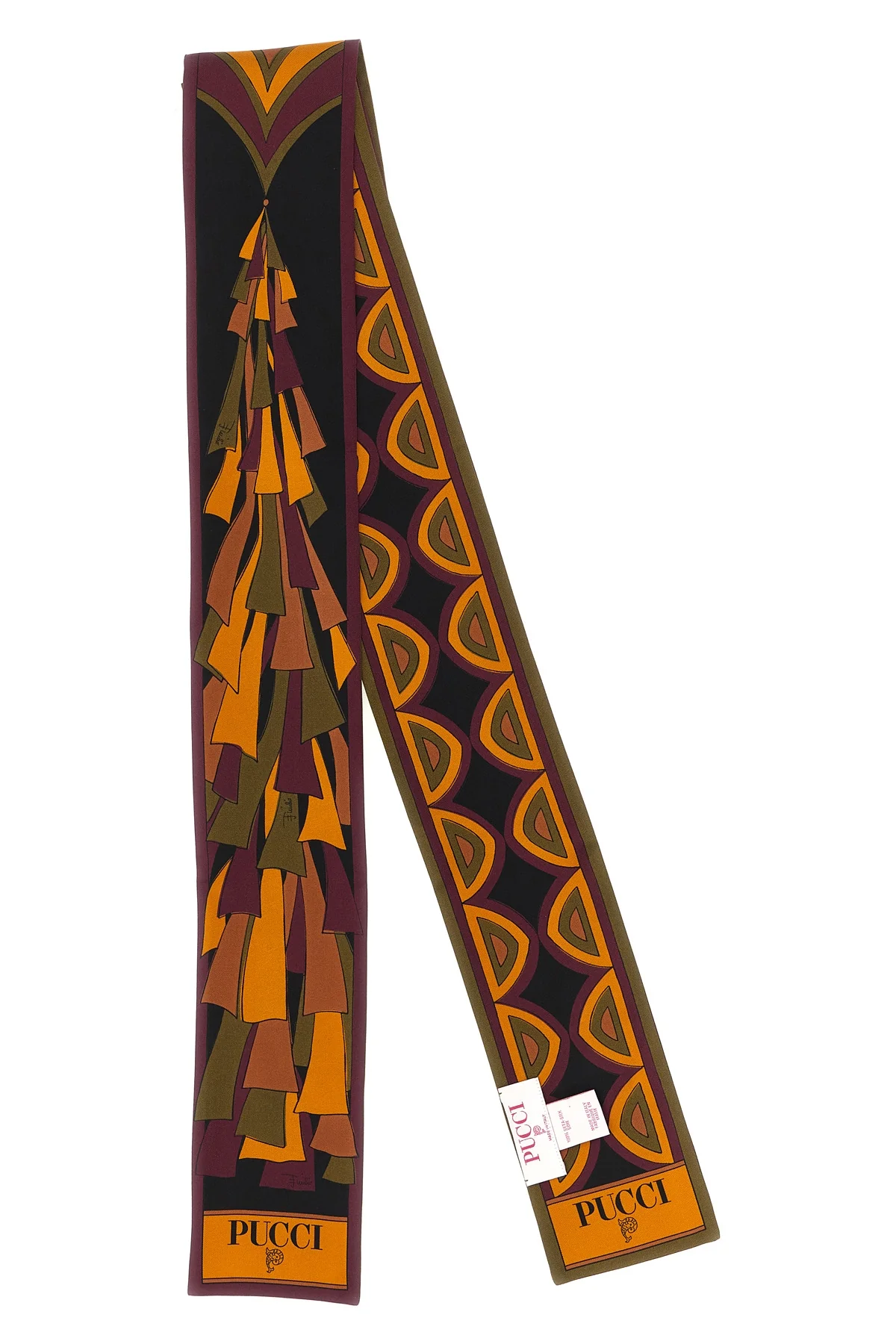 PUCCI OS the pucci scarf stands out for its elongated silhouette and straight edges