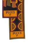 the pucci scarf stands out for its elongated silhouette and straight edges