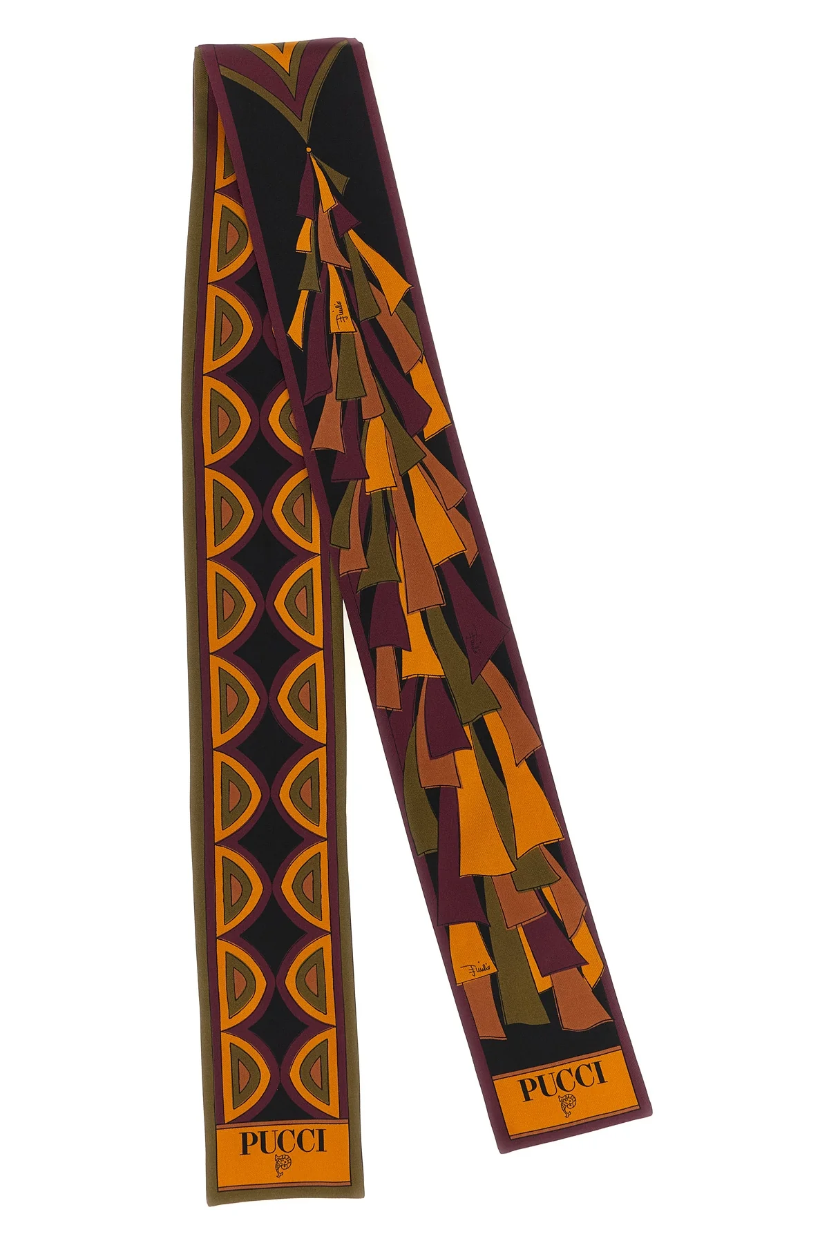 PUCCI OS the pucci scarf stands out for its elongated silhouette and straight edges