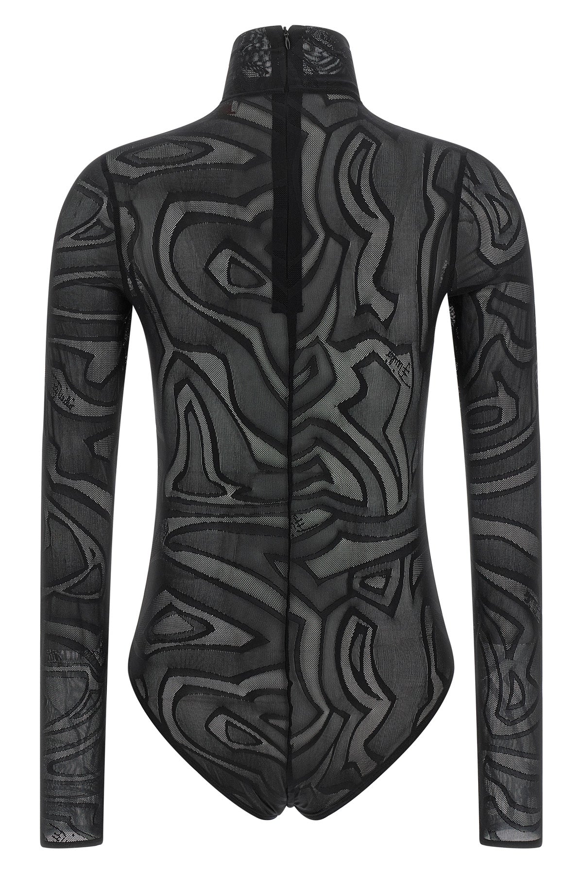 PUCCI 40 the pucci bodysuit defines a tight silhouette through a sophisticated semi-trans