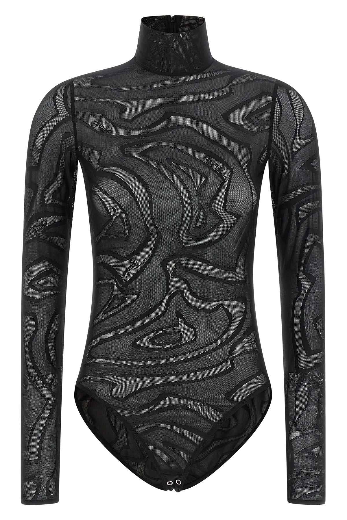 PUCCI 40 the pucci bodysuit defines a tight silhouette through a sophisticated semi-trans