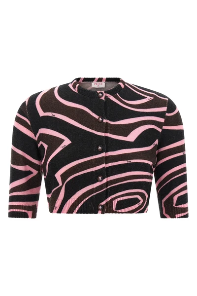 the pucci wool blend cropped cardigan defines a new concept of tailored knitwear