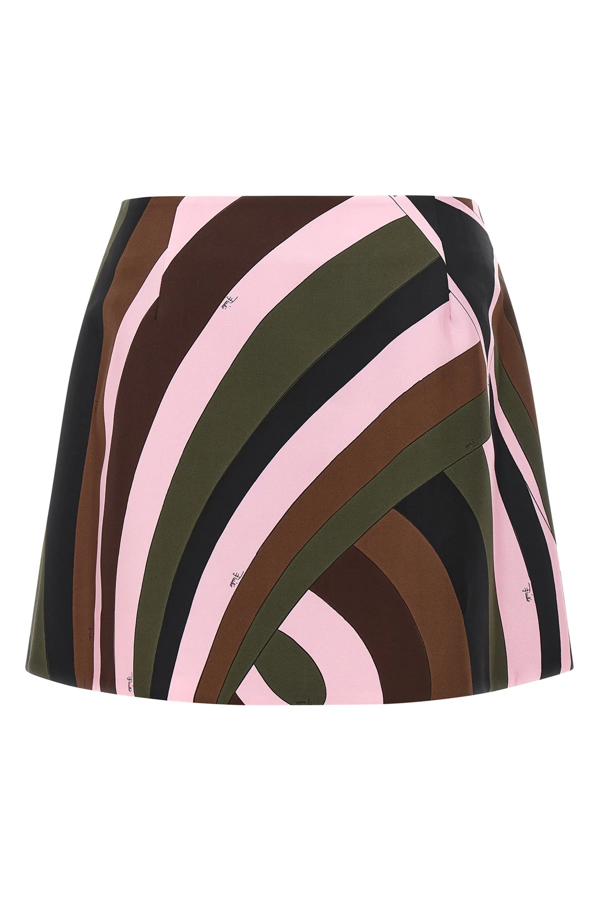 the pucci mini skirt defines an a-shaped silhouette through a sophisticated silk