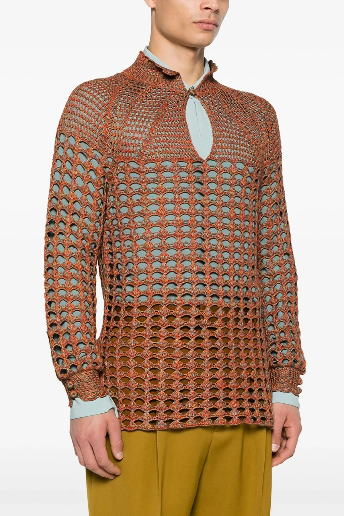VALENTINO GARAVANI M openwork linen blend sweater